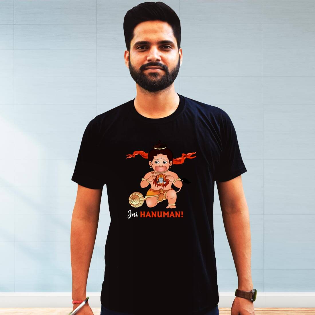 Jai Hanuman Printed Black T-Shirt