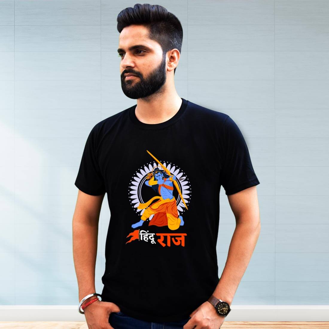 Hindu Raj Printed Black T Shirt Men