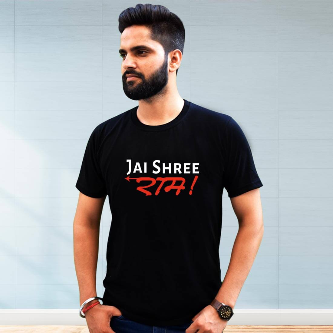 Jai Shri Ram Best Printed Black T Shirt Men