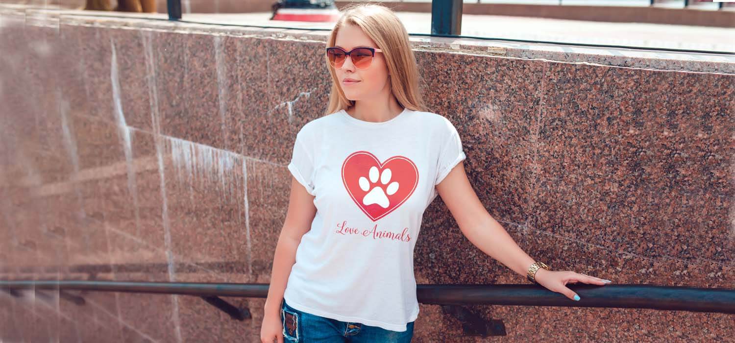 Love Animal Graphic Print T Shirt For Women