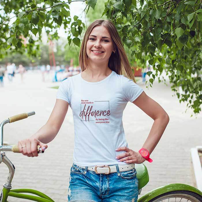 Make Difference Printed White T-Shirt For Women