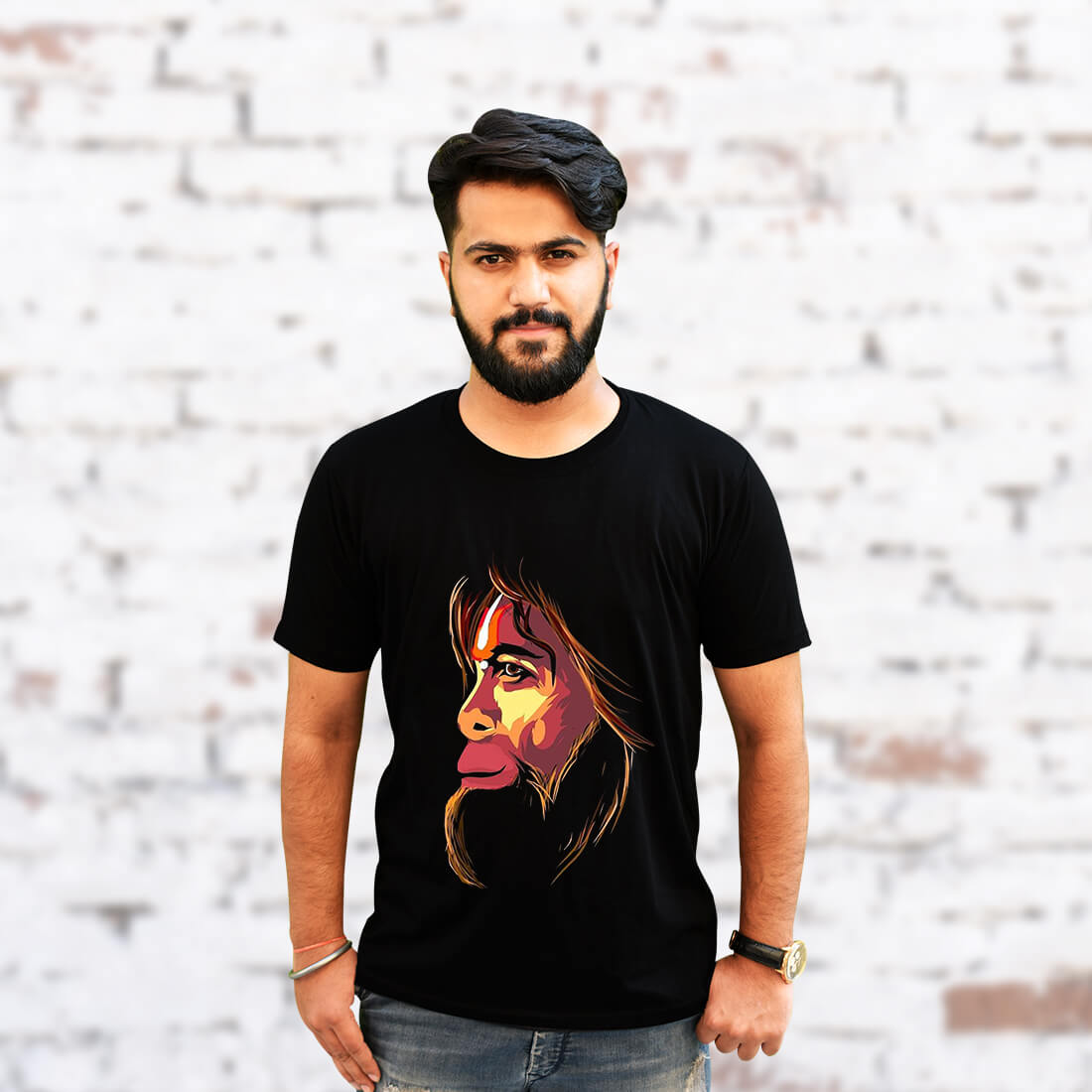 Monkey King Printed Black T-Shirt for Men