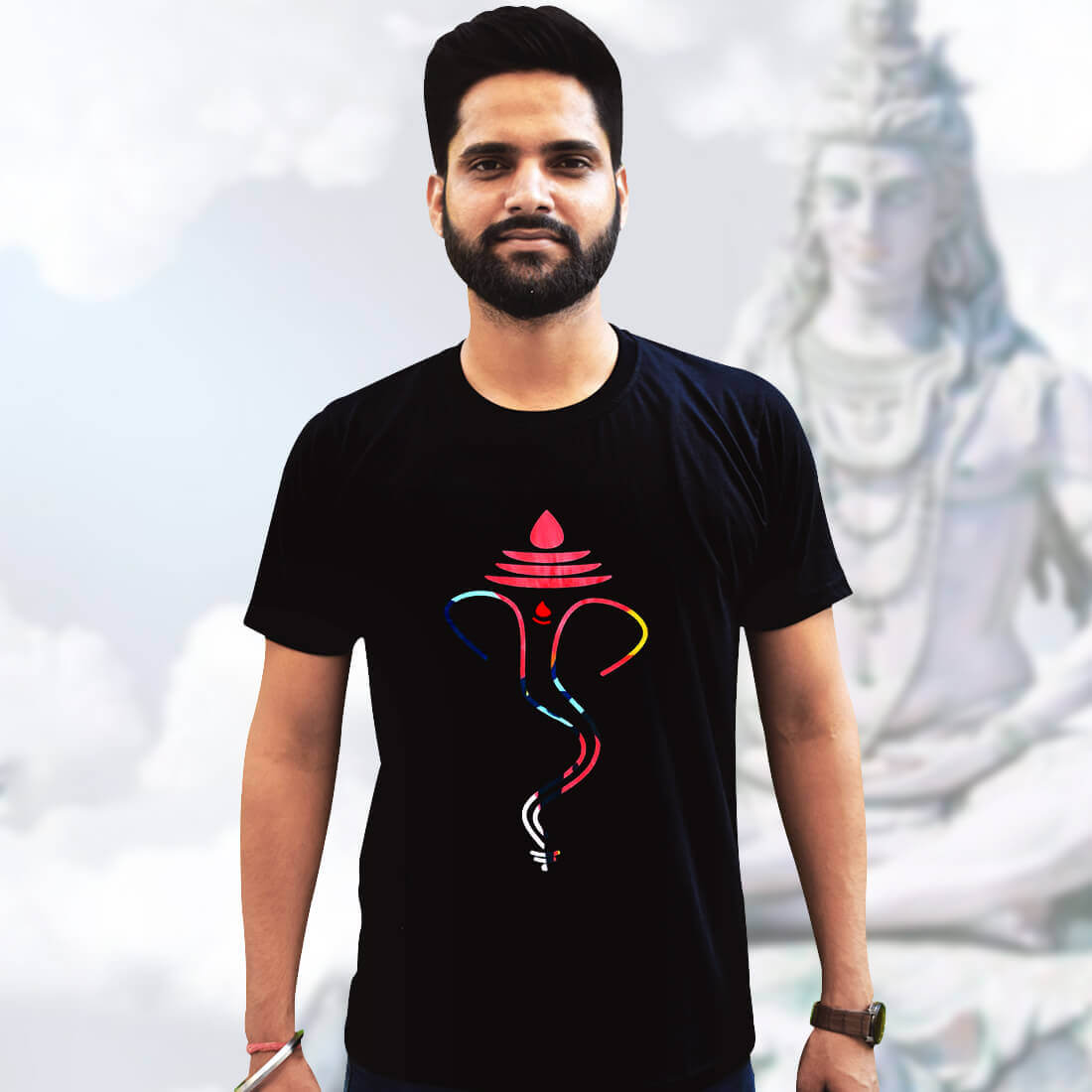 Best Lord Ganesha, Black T-shirt Front and Back (2)