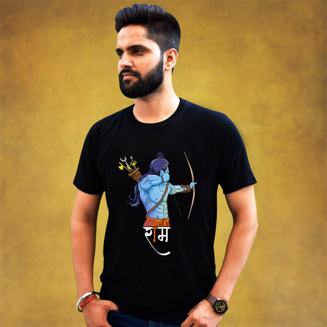Best Lord Ram Design Black T-Shirt Mens Fashion