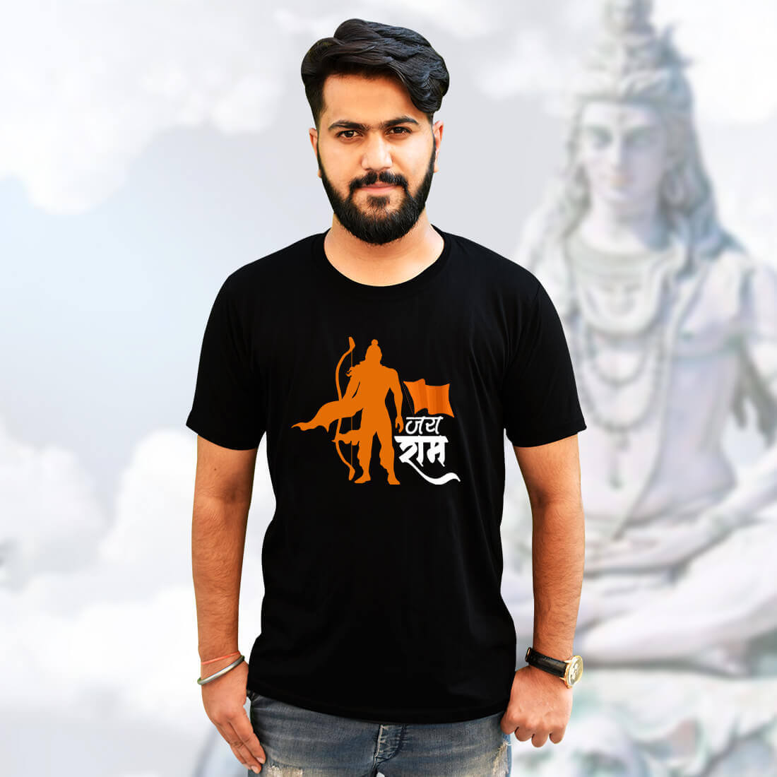 Best lord Ram Black T-Shirt Front and Back