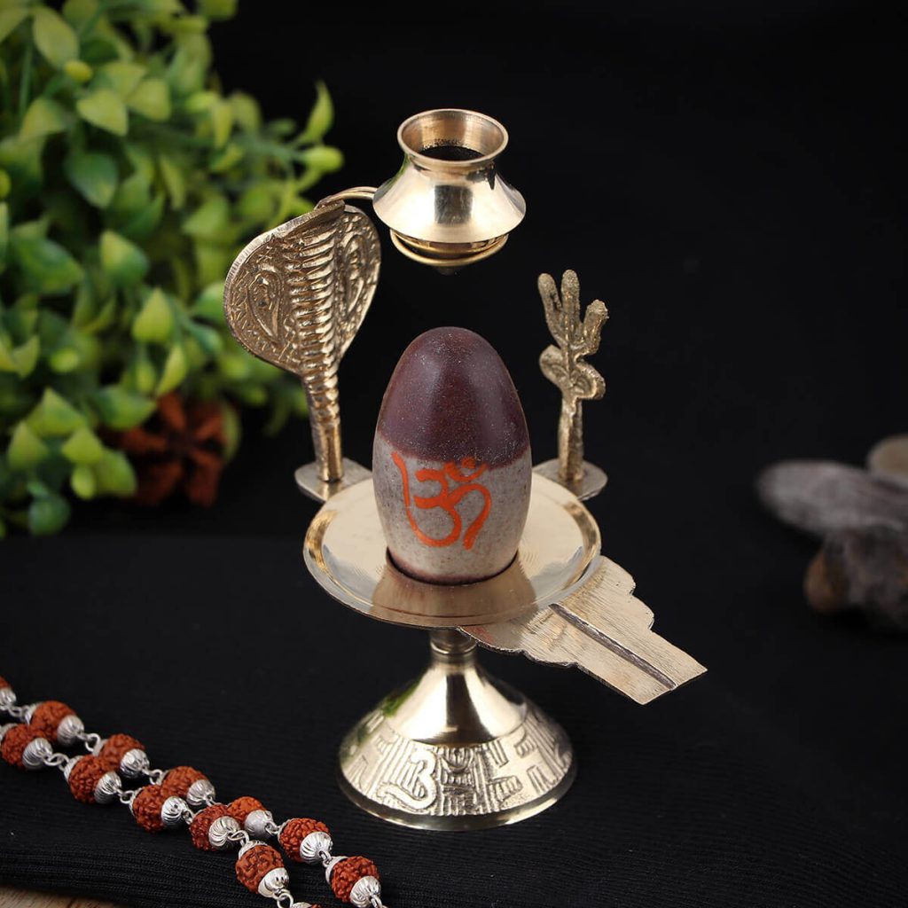 Buy Narmadeshwar Shivling Brass Base With Trishul Kalash Online Buy