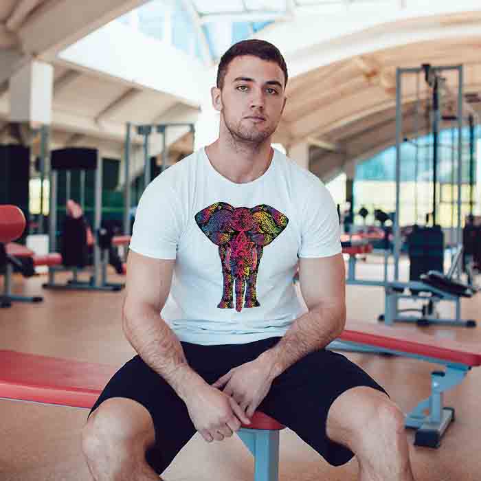 Colorful Elephant With Natural Painting men t shirt
