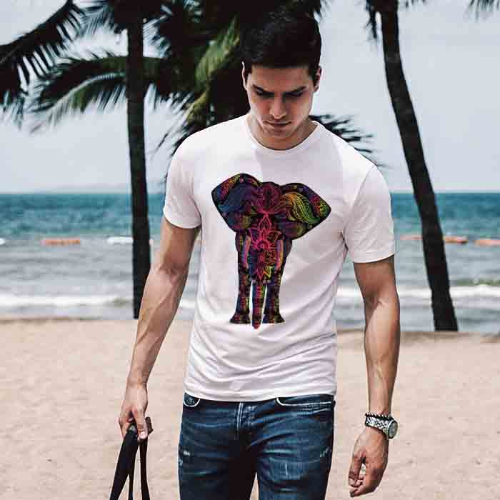 Colorful Elephant With Natural Painting t-shirt for men