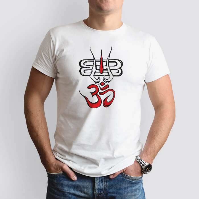 OM Trishul With Shivling round neck t shirt for men
