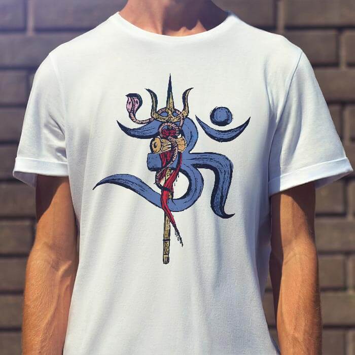 Lord Shiva Trishul with OM t-shirt for men
