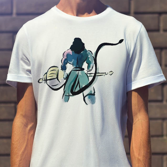 Mahabali Hanuman With Gada t shirt for men