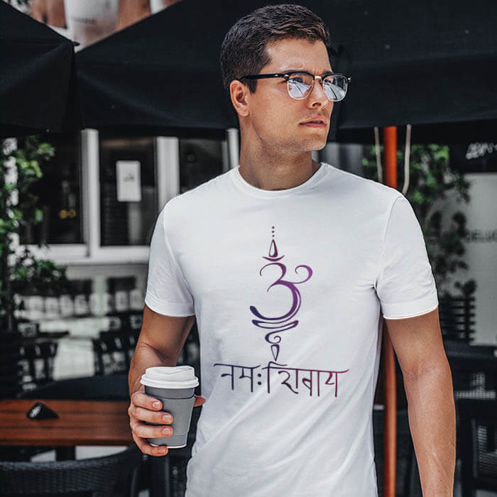 Om Namah Shivay Design white t shirt for men