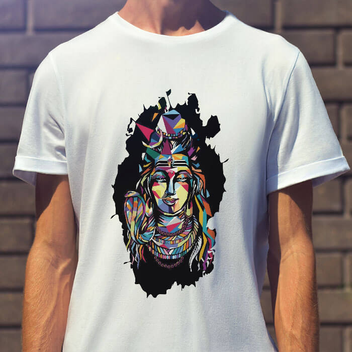 Best Shiva multicolor painting white color t shirt
