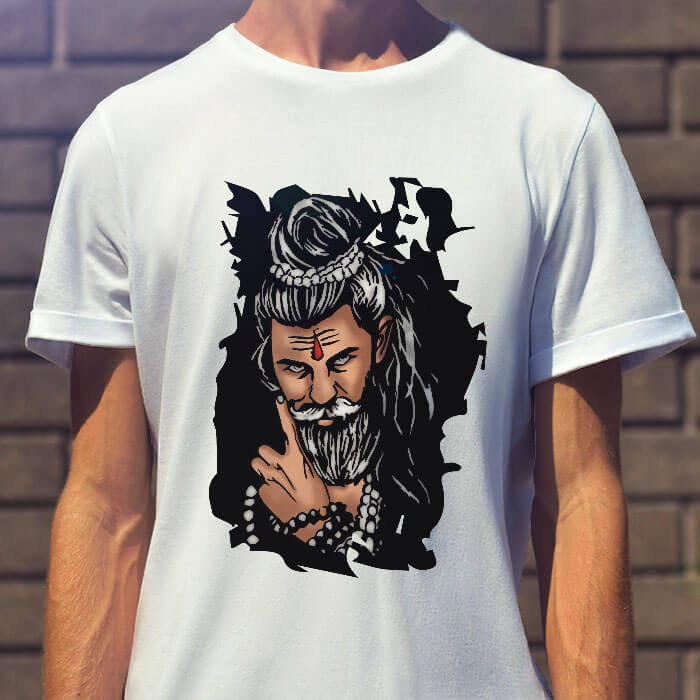 Best Shiva sketch printed white color t shirt