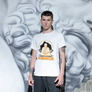 Buddhism painting white t shirt(2)
