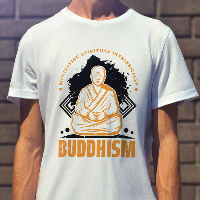 Buddhism painting white t shirt(3)