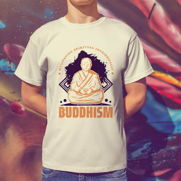 Buddhism painting white t shirt(4)