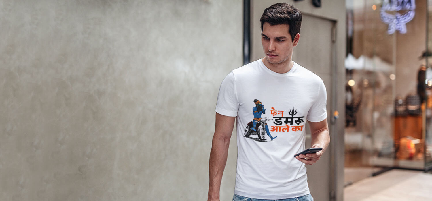 Fan of Mahakal quotes white color t shirt