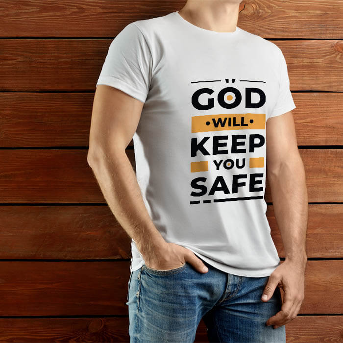 God quotes text on white t shirt