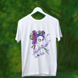 Krishna painting white t shirt for mens