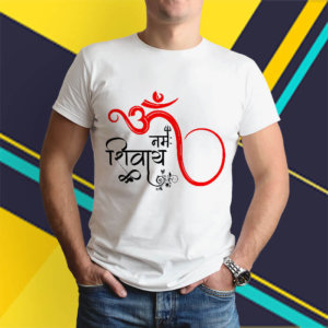 OM Namah Shivay designed best art white round neck t shirt