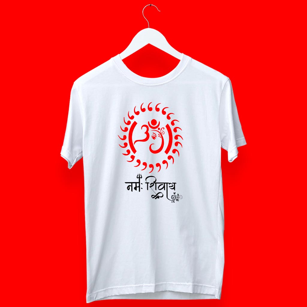 OM Namah Shivay with Ganesh ji designed best art white plain t shirts