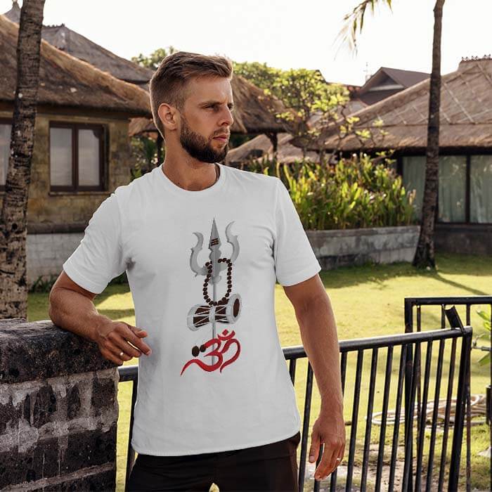 OM with Trishul, Damru sketch t-shirt for men
