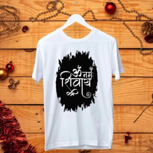 Om Namah Shivay printed white t shirt for men