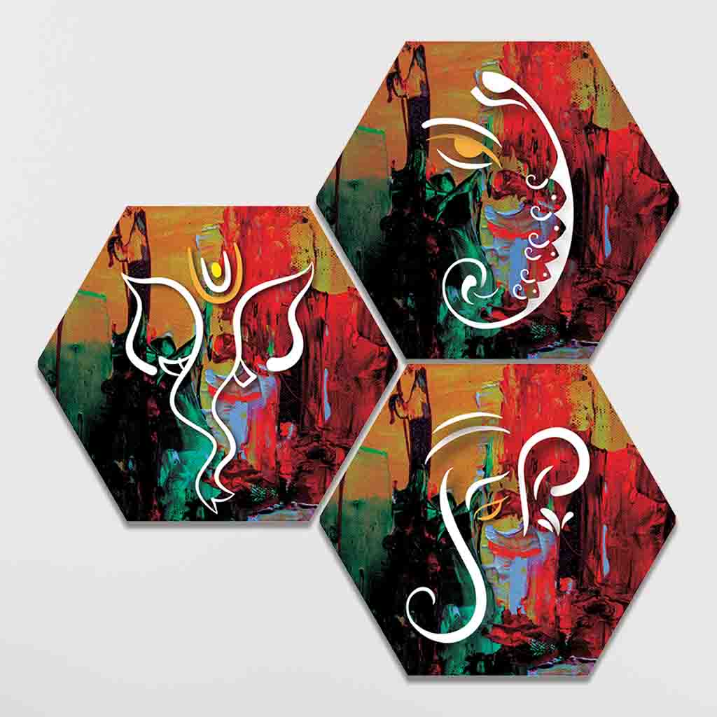 ganesha hexagon wall painting that suits best in your drawing room