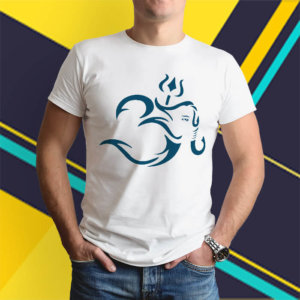 Stylish OM with Lord Ganesh round neck t shirt for men