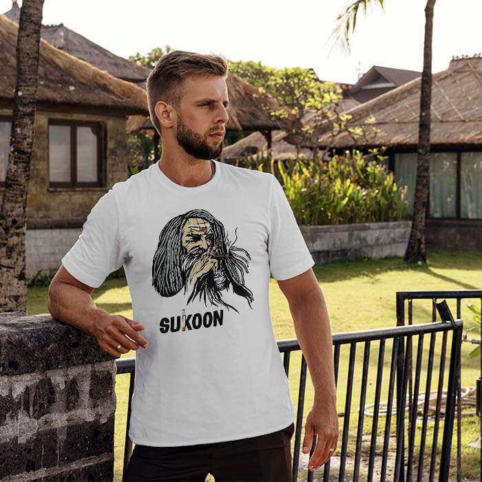 Stylsih Aghori with Sukoon latest t shirt for mens