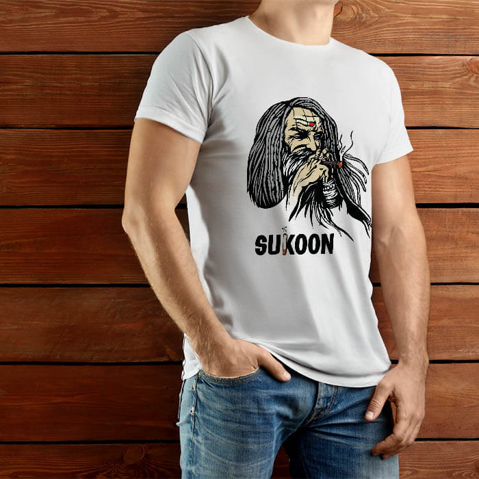 Stylsih Aghori with Sukoon mens t-shirt
