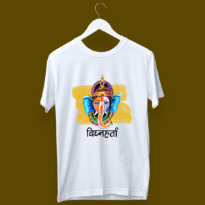 Vighnaharta Ganesh painting white t shirt