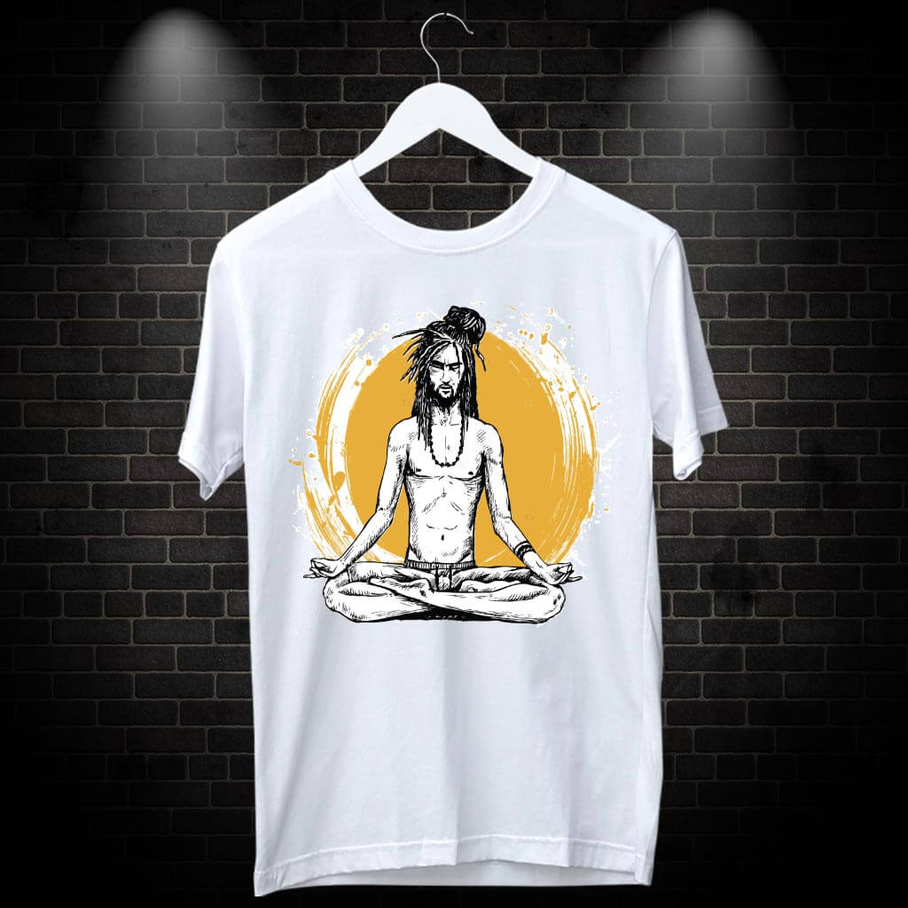 t shirt for men online with shiva meditation portrait