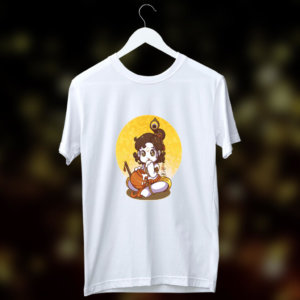 Krishna with makhan image printed white t-shirt for men