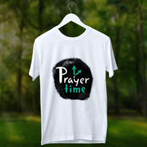 1965.Prayer Time printed white t shirt