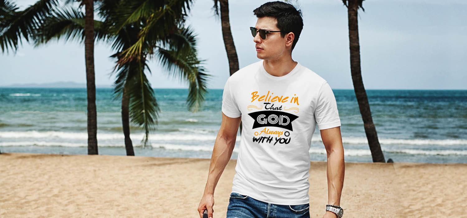 Believe in god quotes printed best t shirt for men