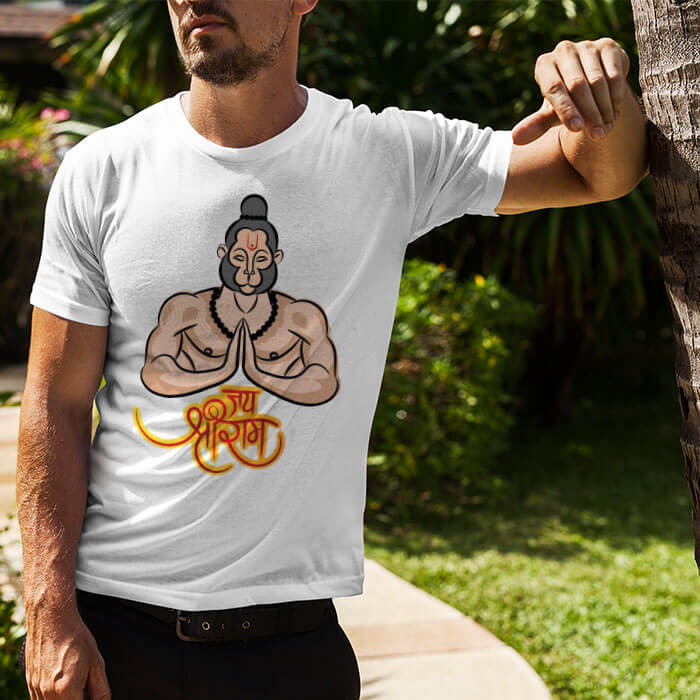 Best design hanuman ji printed white t-shirt