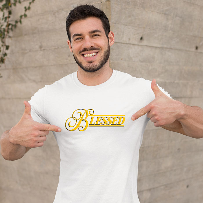 Blessed stylish printed round neck t shirt for men