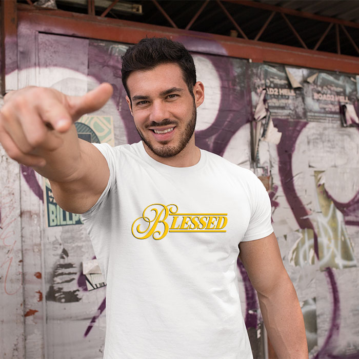 Blessed stylish printed white t-shirt for men
