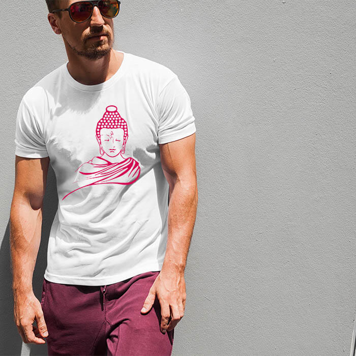 Buddha portrait printed round neck t shirt online