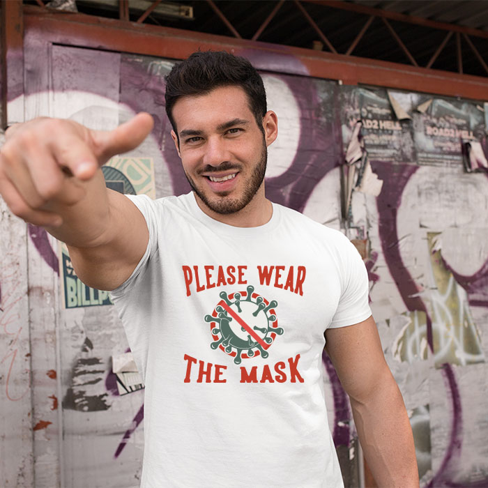 Covid-19 wear the mask printed white t-shirt