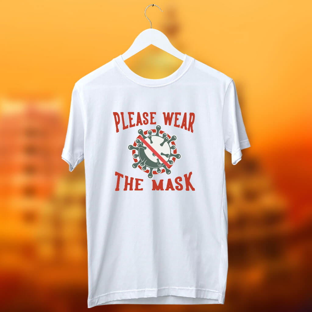 Covid-19 wear the mask printed white t shirt