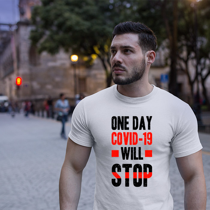 Covid-19 will stop quotes printed round neck t shirt online