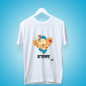 Cute Gajanand Lord Ganesha printed white t shirt