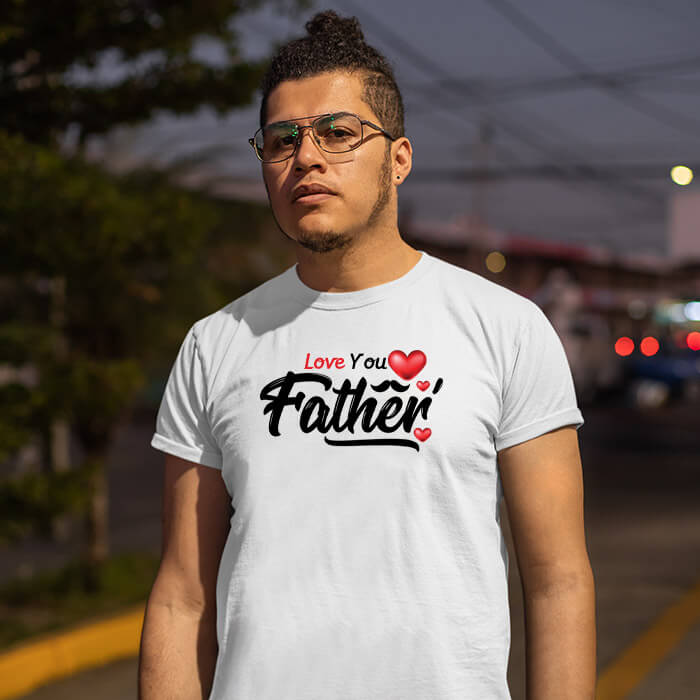 Father quotes from son printed white t-shirt