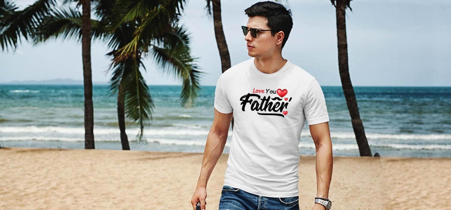 Father quotes from son printed white t shirt for men