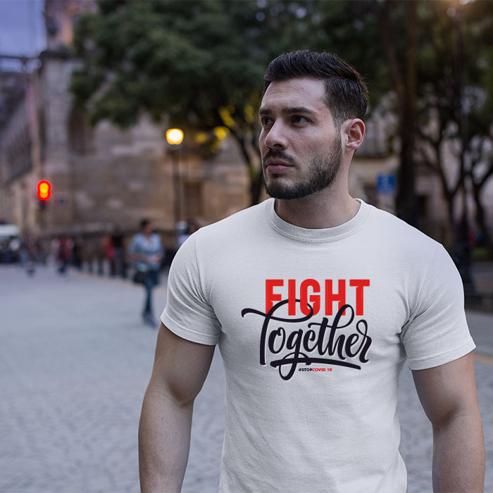 Fight together quotes round neck t shirt online