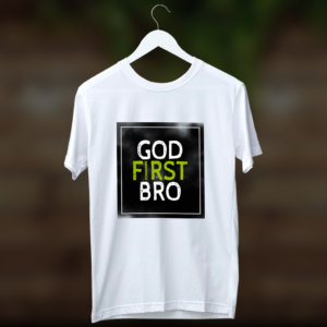 God first bro printed round neck white t shirt