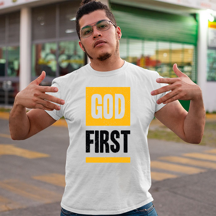 God first quotes printed half sleeve t shirt for men